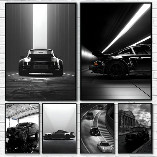Chic Monochrome Car Canvas Art - Luxe Decor