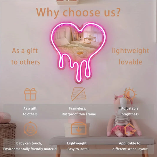 Neon Melting Heart LED Sign - Dimmable Decor