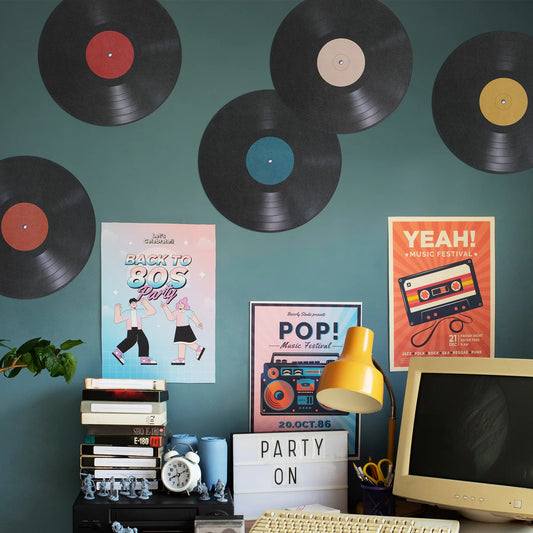 Vinyl Vibes: 8-Pc Music Wall Sticker Set